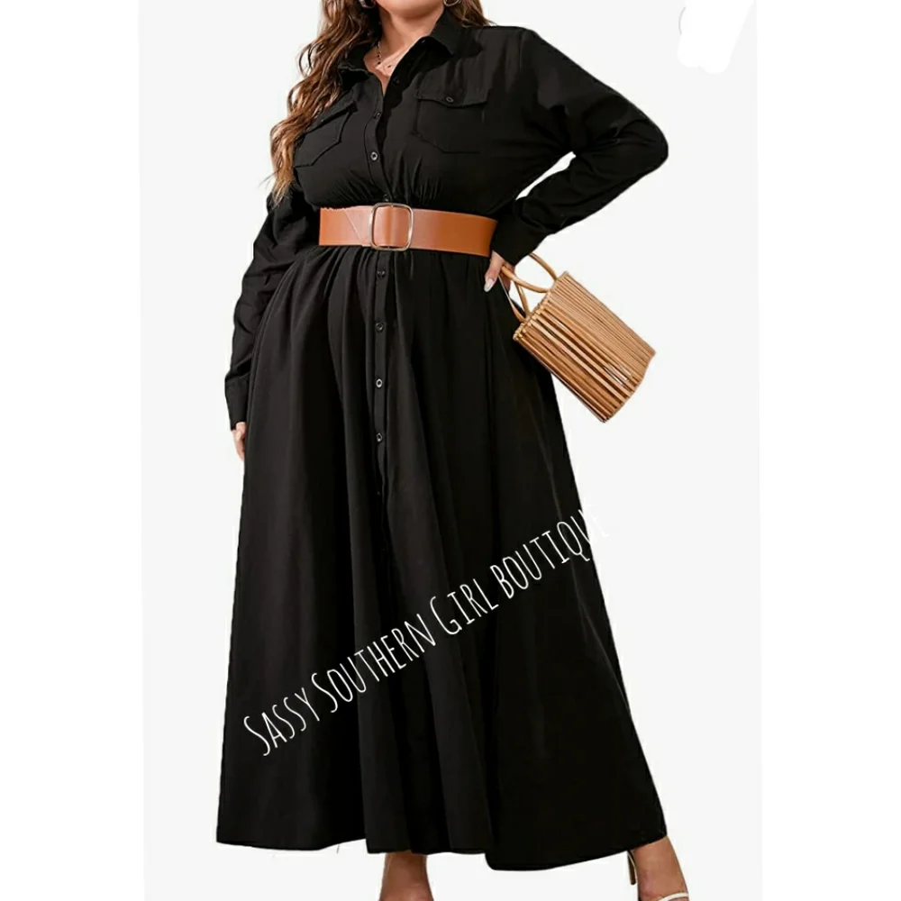 🆕⭐ Plus Black button down shirt maxi dress - Picture 5 of 14